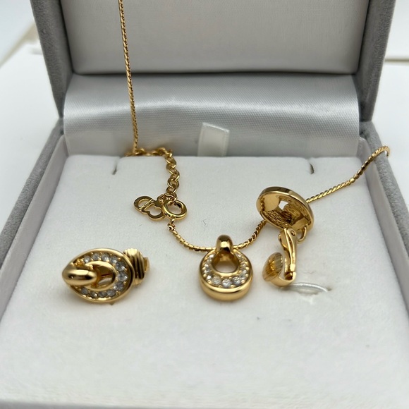 Christian Dior CD Authentic Vintage Necklace and Clip-on Earrings Set With Box - Picture 14 of 17